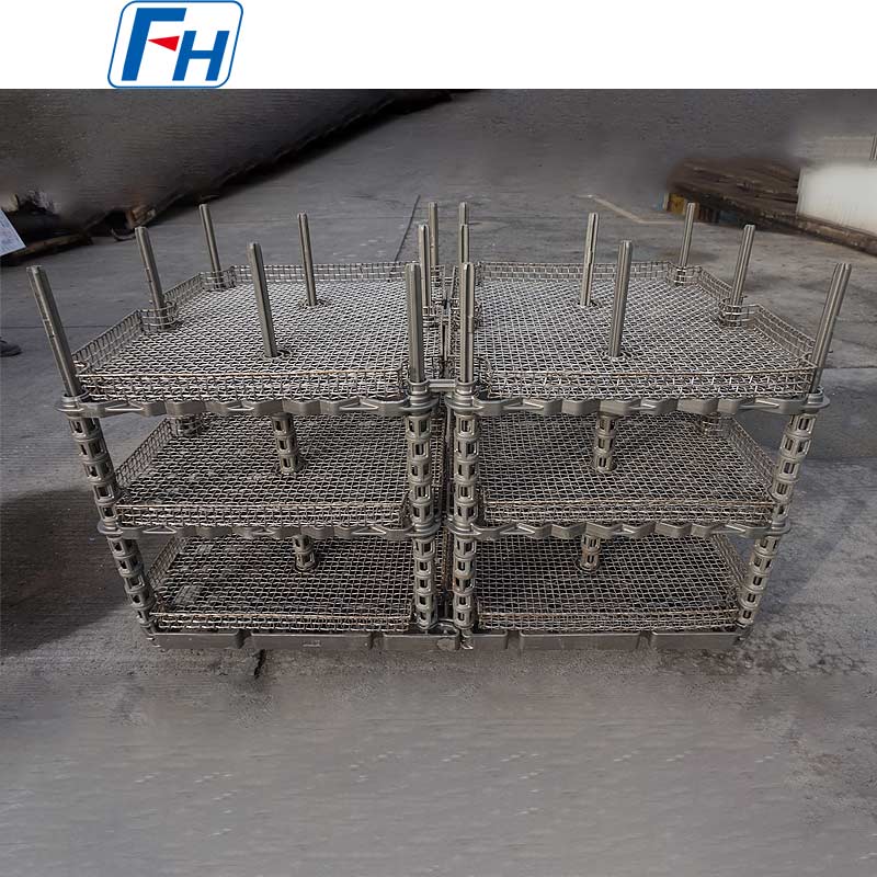 Plataforma de acero con accesorio de tratamiento térmico de cesta de malla de alambre para recocido y templado